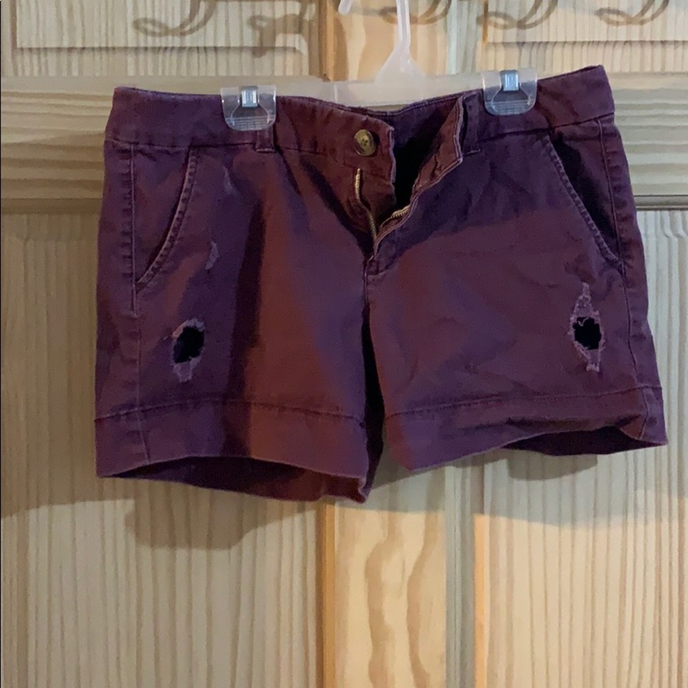 Maroon Midi length American Eagle Shorts